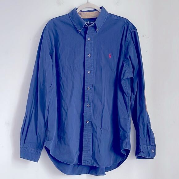 Polo Ralph Lauren Classic Fit long sleeve button down elbow patch dress shirt XL - Picture 1 of 7